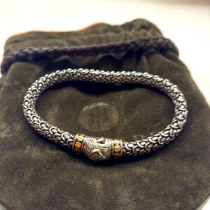 John Hardy Sterling Silver dragon scale bracelet with 18k gold/diamond clasp